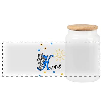 Hopeful, Christian - Panoramic Cookie Jar with Wooden Lid - white - Front