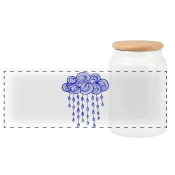 rain, season, rain, water cycle - Panoramic Cookie Jar with Wooden Lid - white - Front