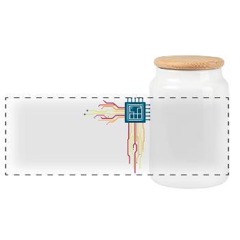 Computer chip - Creative illustration - Panoramic Cookie Jar with Wooden Lid - white - Front