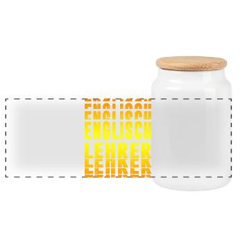English Teacher Design - Panoramic Cookie Jar with Wooden Lid - white - Front