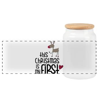Cadeaux pour enfants pour Noël - Boîte à biscuits avec couvercle en bois - blanc - Devant