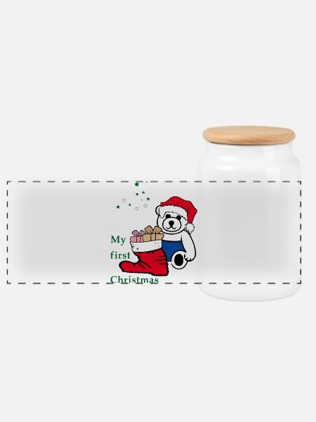 my first christmas - Panorama Keksdose mit Holzdeckel - Weiß