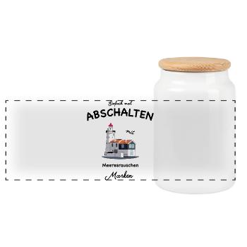 Marken, Waterland, Niederlande, Einfach abschalten - Panorama Keksdose mit Holzdeckel - Weiß - Vorne