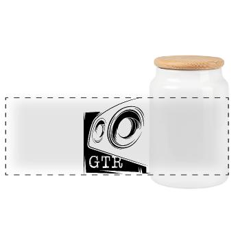 gtr skyline car cars icon logo icon graphic - Panoramic Cookie Jar with Wooden Lid - white - Front