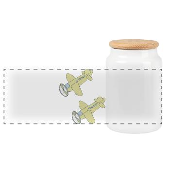 Airplane 2x - Panoramic Cookie Jar with Wooden Lid - white - Front