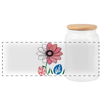 Flower with Easter eggs, Happy Easter - Panoramic Cookie Jar with Wooden Lid - white - Front