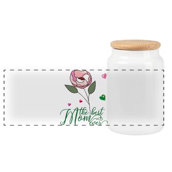 Mother's Day, Rose - Panoramic Cookie Jar with Wooden Lid - white - Front