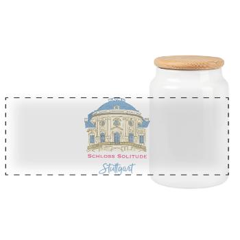 Stuttgart, Schloss Solitude, Deutschland - Panorama Keksdose mit Holzdeckel - Weiß - Vorne