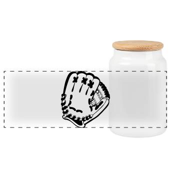Base-ball - Boîte à biscuits avec couvercle en bois - blanc - Devant