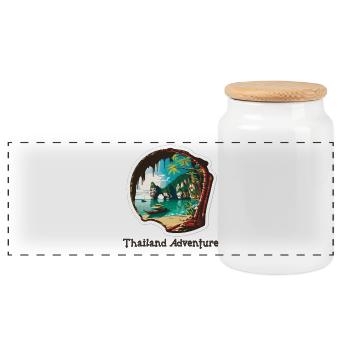 Thailand Adventure - Panorama Keksdose mit Holzdeckel - Weiß - Vorne