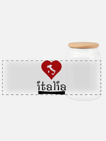 Italia - Panoramic Cookie Jar with Wooden Lid - white