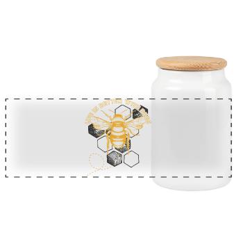 Bienen-Hex-Gitter: Das Leben ist besser mit Bienen - Panorama Keksdose mit Holzdeckel - Weiß - Vorne