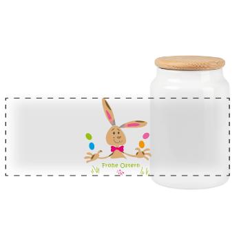 frohe Ostern - Panorama Keksdose mit Holzdeckel - Weiß - Vorne