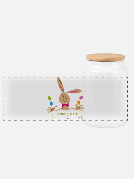 frohe Ostern - Panorama Keksdose mit Holzdeckel - Weiß