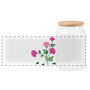 Rosen, Blumen, Garten - Panorama Keksdose mit Holzdeckel - Weiß - Vorne