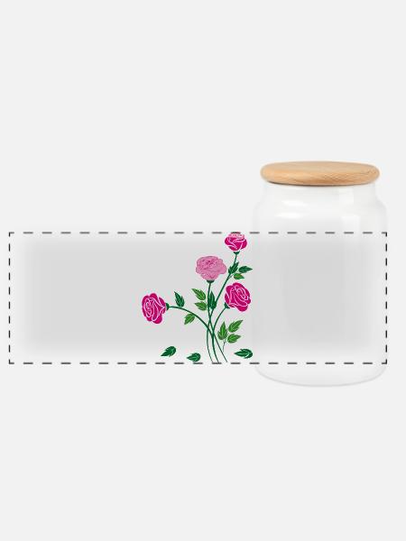 Rosen, Blumen, Garten - Panorama Keksdose mit Holzdeckel - Weiß