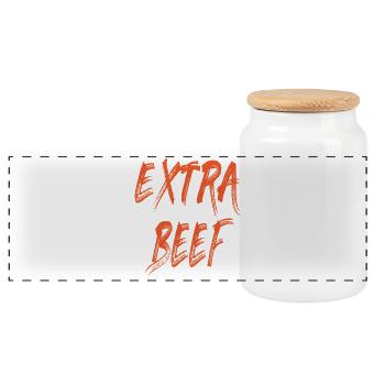 Das Extra Rindfleisch - Panorama Keksdose mit Holzdeckel - Weiß - Vorne