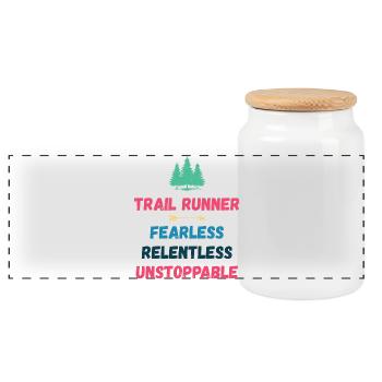 Trail Runner - Intrépide. Implacable. Imparable. - Boîte à biscuits avec couvercle en bois - blanc - Devant