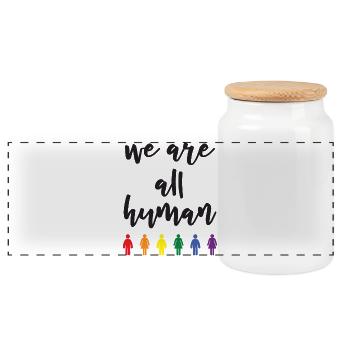 Mois de la fierté - Nous sommes tous humains - Boîte à biscuits avec couvercle en bois - blanc - Devant