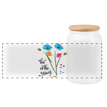 L’amour est la réponse, Liebe - Boîte à biscuits avec couvercle en bois - blanc - Devant