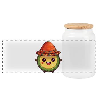 Avocado mit Mütze - Peru Mexiko - Panorama Keksdose mit Holzdeckel - Weiß - Vorne