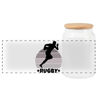 rugby, rugby sport, rugby fan - Panoramic Cookie Jar with Wooden Lid - white - Front