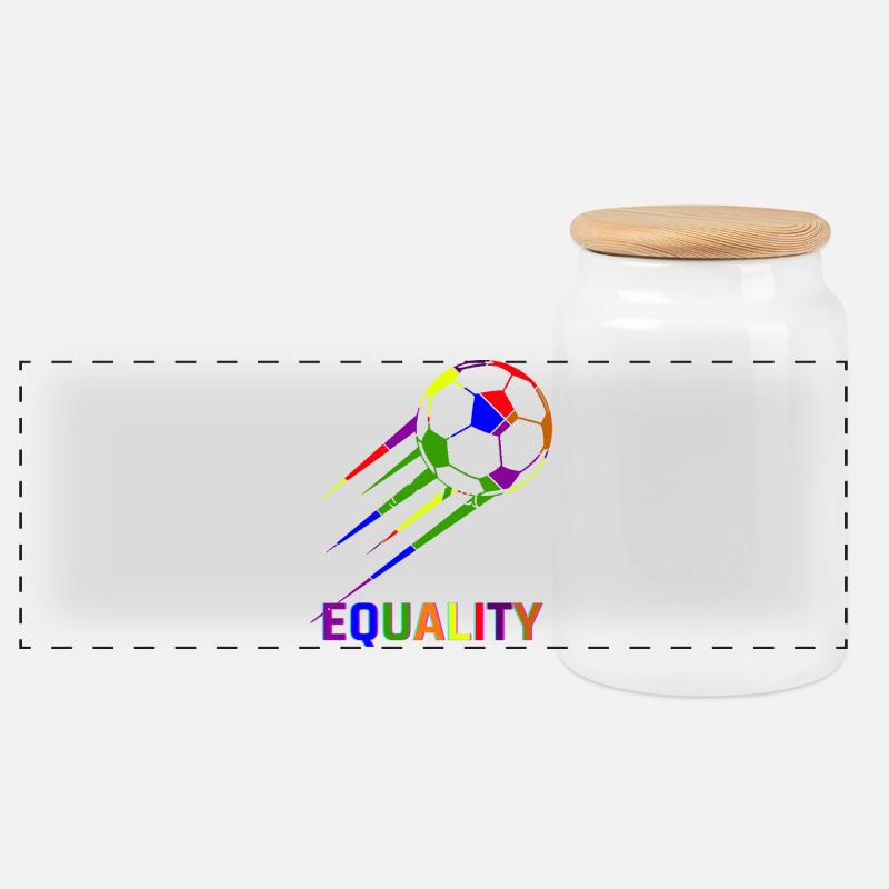 Fußball Regenbogen WM Equality - Panorama Keksdose mit Holzdeckel - Weiß