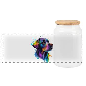 Labrador - Panoramic Cookie Jar with Wooden Lid - white - Front