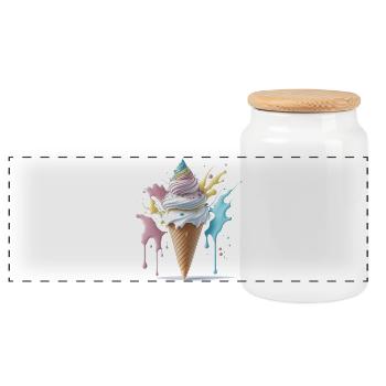 Glace - Boîte à biscuits avec couvercle en bois - blanc - Devant