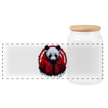 Panda Street Style - Panorama Keksdose mit Holzdeckel - Weiß - Vorne