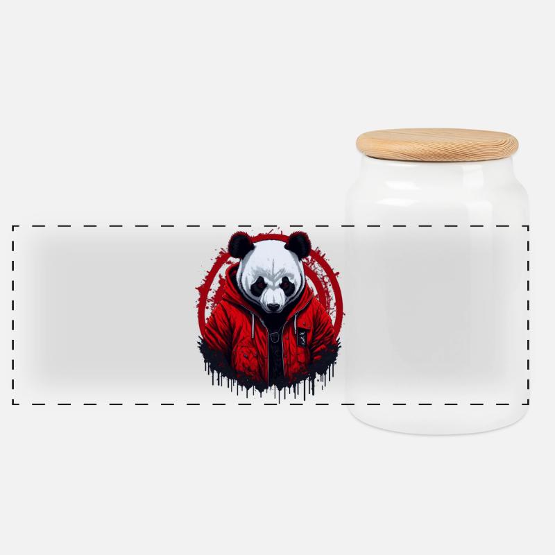 Panda Street Style - Panorama Keksdose mit Holzdeckel - Weiß