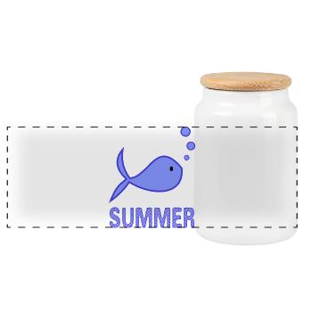 FISH. APRIL FOOL. HOLIDAY. SUMMER. HUMOR - Panoramic Cookie Jar with Wooden Lid - white - Front