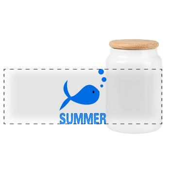 FISH. APRIL FOOL. HOLIDAY. SUMMER. EASTER - Panoramic Cookie Jar with Wooden Lid - white - Front