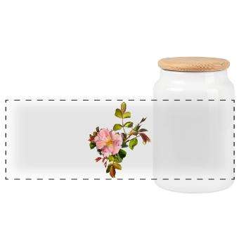 Fleur de rose rose délicate - Boîte à biscuits avec couvercle en bois - blanc - Devant