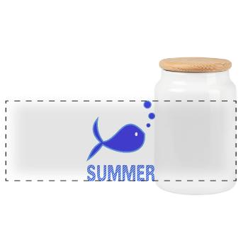 POISSON. PLAGE. MER. SURF. OCEAN. HUMOUR. VACANCES - Boîte à biscuits avec couvercle en bois - blanc - Devant