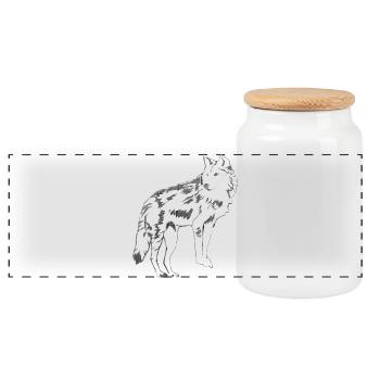 Loup - Boîte à biscuits avec couvercle en bois - blanc - Devant