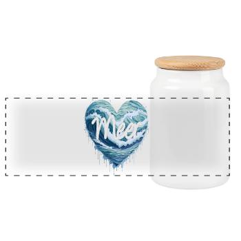 The sea in the heart - Panoramic Cookie Jar with Wooden Lid - white - Front