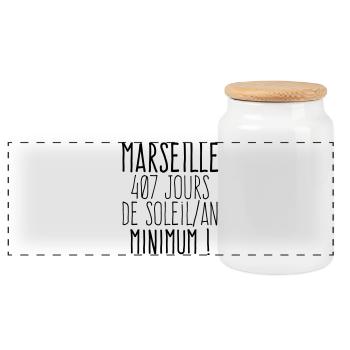 Marseille 407 jours de soleil par an  - Boîte à biscuits avec couvercle en bois - blanc - Devant