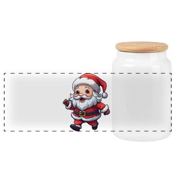 Fröhlicher Santa Clipart - Panorama Keksdose mit Holzdeckel - Weiß - Vorne