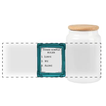 Three simple rules - Panoramic Cookie Jar with Wooden Lid - white - Front