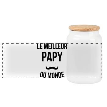 Cadeau humour le meilleur Papy du monde - Boîte à biscuits avec couvercle en bois - blanc - Devant