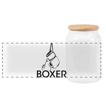 Boxer Symbol Icon Logo Kampfsport Illustration - Panorama Keksdose mit Holzdeckel - Weiß - Vorne