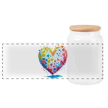 I give you my heart - Panoramic Cookie Jar with Wooden Lid - white - Front
