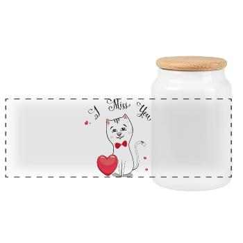 I miss you - Panoramic Cookie Jar with Wooden Lid - white - Front
