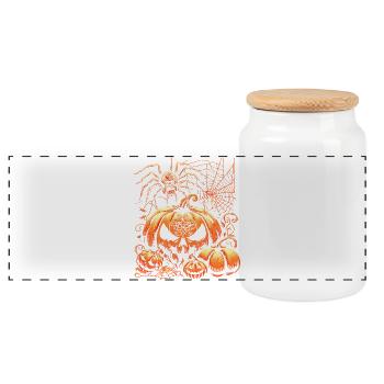 Araignée d’Halloween avec des citrouilles - Boîte à biscuits avec couvercle en bois - blanc - Devant