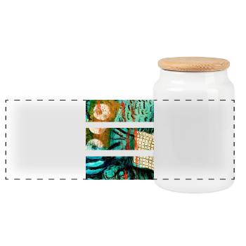 Abstrakte Landschaft mit leuchtenden Farben - Panorama Keksdose mit Holzdeckel - Weiß - Vorne
