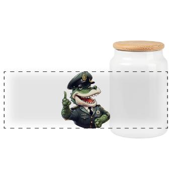 Policier crocodile - Boîte à biscuits avec couvercle en bois - blanc - Devant