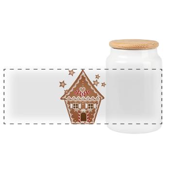 Maison rustique en pain d’épice avec des étoiles en pain d’épice - Boîte à biscuits avec couvercle en bois - blanc - Devant