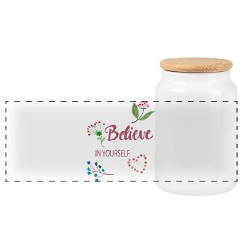 Believe in yourself - Panoramic Cookie Jar with Wooden Lid - white - Front