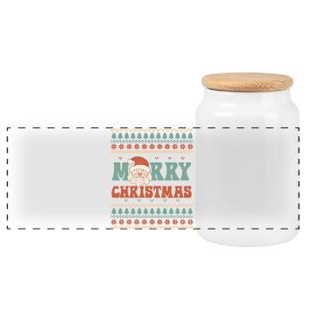 Ugly Christmas Sweater - Panoramic Cookie Jar with Wooden Lid - white - Front